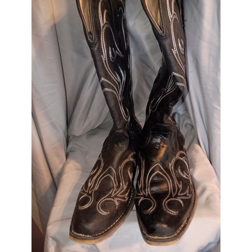Roper Women's Riley Western Boots Round Toe Black Intricate Stenciling Sz 8 - Picture 5 of 10